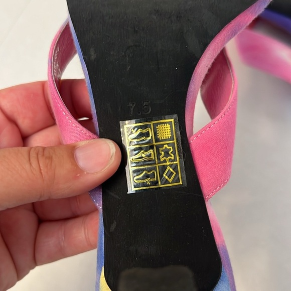 Y2K JEFFREY CAMPBELL COLORFUL TIE-DYE LEATHER  KITTEN HEELS 7.5 - Picture 9 of 16